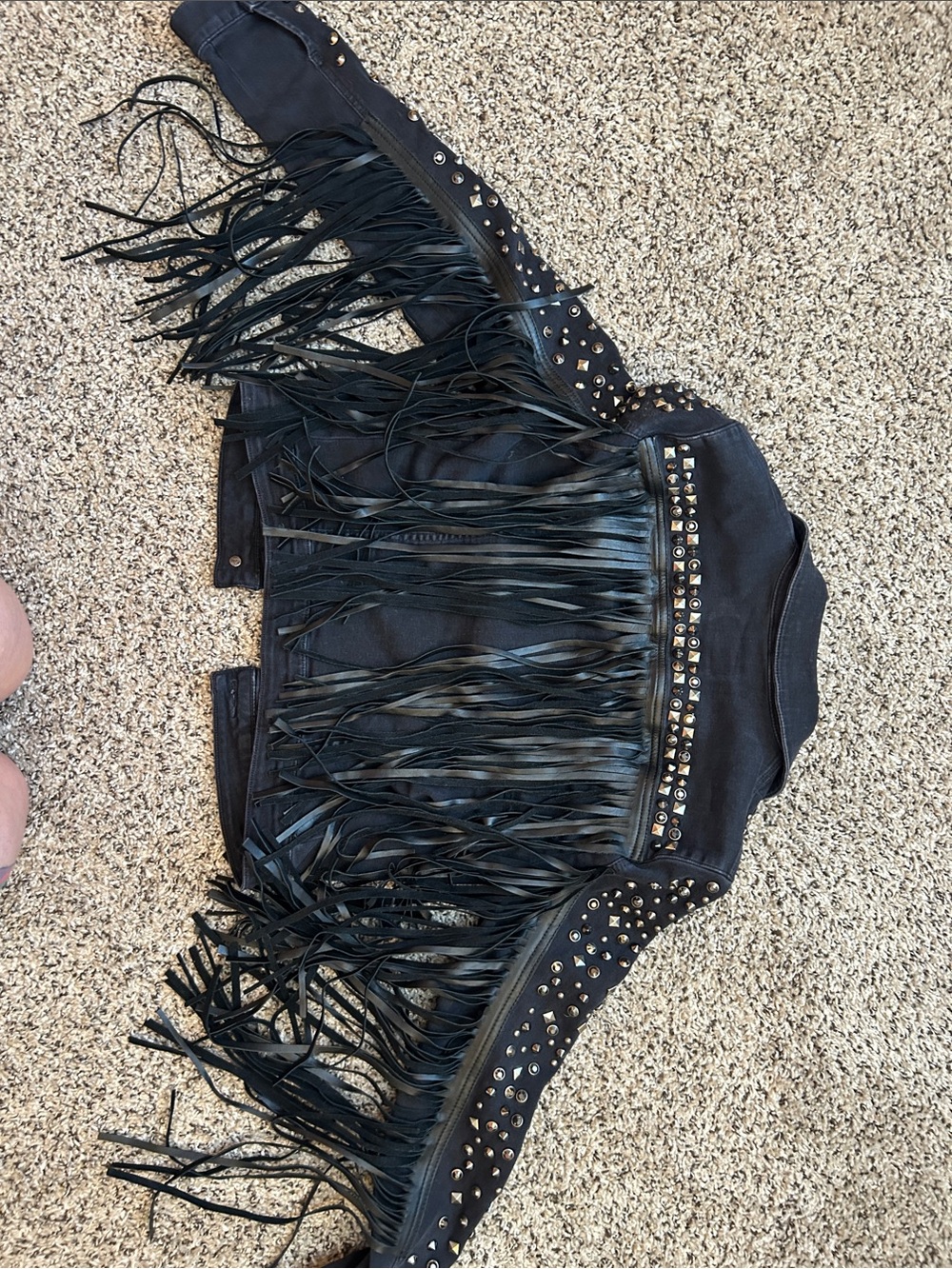 Guess Black Studded Fringe Denim Jacket - Picture 6 of 6